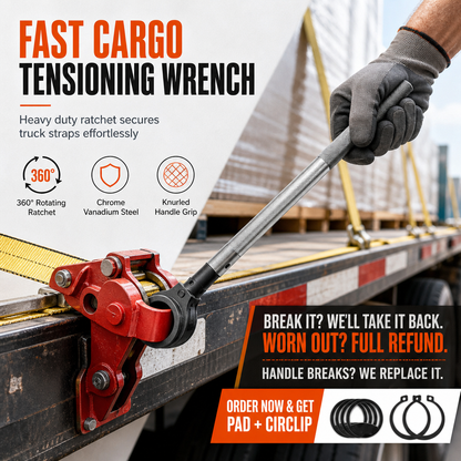 🔧 Truck Rope Tightener Ratchet Wrench – 360° Rotation & Labor-Saving Design 🚚✨