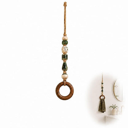 🏠Decorative Beaded Towel Hanger with Wooden Ring