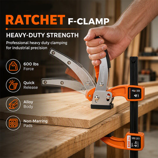 🔧Heavy Duty Aluminum Alloy Ratchet F Clamp Quick Release Woodworking Clamping Tool
