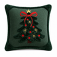 🎄 Embroidered Christmas Tree Pillow Cover with Bow – Festive Home Decor ✨