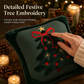 🎄 Embroidered Christmas Tree Pillow Cover with Bow – Festive Home Decor ✨