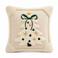 🎄 Embroidered Christmas Tree Pillow Cover with Bow – Festive Home Decor ✨