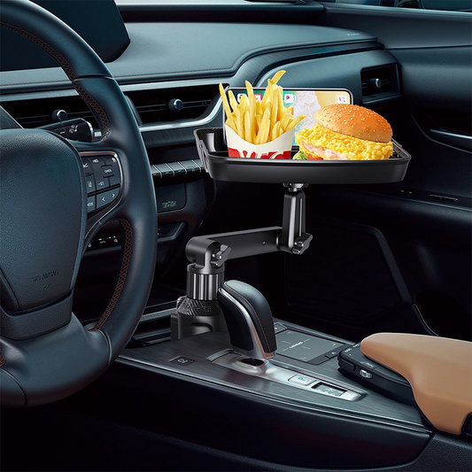 🚗 Car Cup Holder Tray – 360° Swivel, Extendable Surface & Phone Slot 📱✨