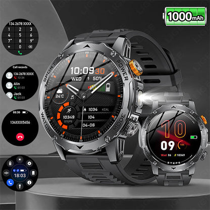 ⌚ Smart Watch: 1000mAh Battery, 1.7" HD Display, 100+ Sports Modes, LED Flashlight, Interchangeable Straps