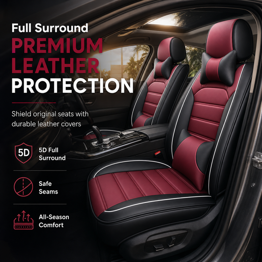 🚗 Universal Full-Coverage Leather Car Seat Covers – All-Season Protection & Stylish Stripe Design ✨