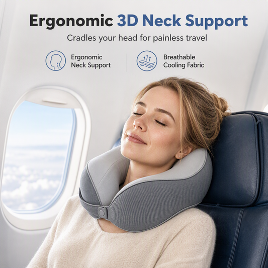 ⏰ Memory Foam U-Shaped Travel Neck Pillow with Ice Silk Cover & Magnetic Buckle ✈️