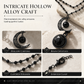⏰ Gothic Dark Crystal Beaded Chain Necklace – Hollow Moon Pendant 🖤🌙