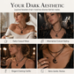 ⏰ Gothic Dark Crystal Beaded Chain Necklace – Hollow Moon Pendant 🖤🌙