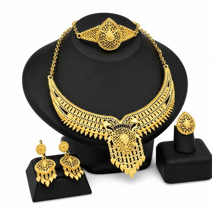 ⏰ 24K Gold Plated Bridal Jewelry Set – Dubai Indian Style ✨💛💍