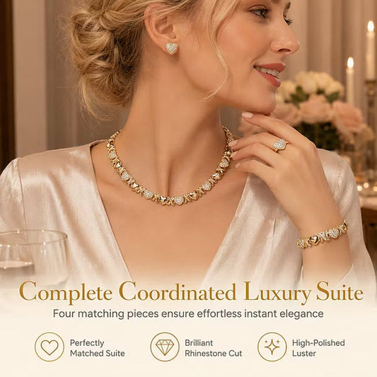 ✨ Classic Heart 4-Piece Jewelry Set – Sparkling, Lightweight, Multi-occassion 🎀
