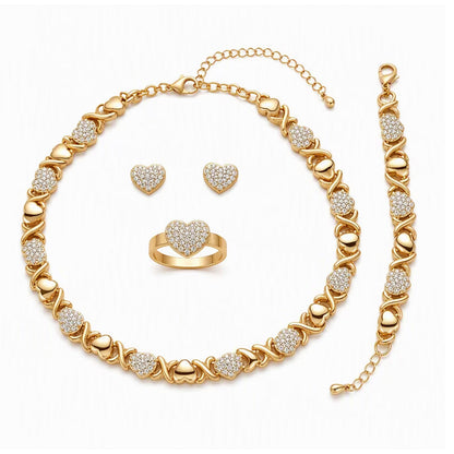 ✨ Classic Heart 4-Piece Jewelry Set – Sparkling, Lightweight, Multi-occassion 🎀