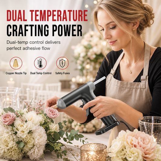 ⏰Cordless Hot Melt Glue Gun Set with 2000mAh Rechargeable Battery and Copper Nozzle Includes 10 Glue Sticks for DIY Crafts and Home Use