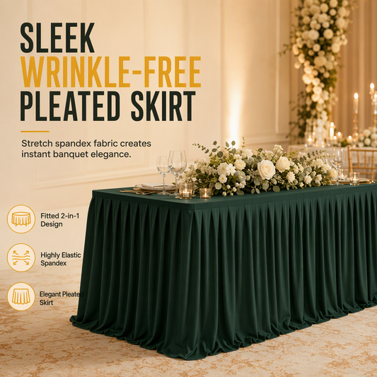 🎀 Pleated Table Skirt – Elegant Cover for Weddings, Parties & Market Stalls ✨