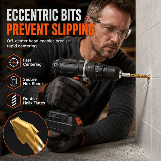 ⏰🧱Super Hard Eccentric Slanted Head Drill Bits – For Ceramic Tile, Glass, Concrete & Cement Walls, Drill Cleaner Holes With Less Wandering 🛠️