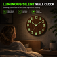 🔥12-Inch Silent Wooden Wall Clock – Luminous Glow & MDF Wood Grain✨