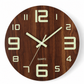 🔥12-Inch Silent Wooden Wall Clock – Luminous Glow & MDF Wood Grain✨
