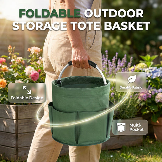 🧺 Foldable Storage Basket – Pockets, premium fabric & 28x28cm ✨