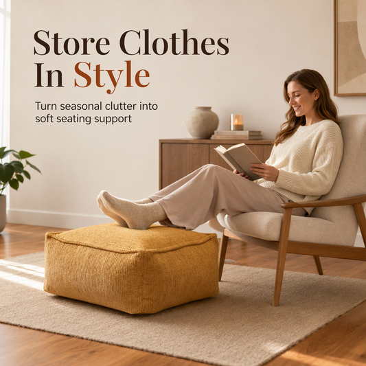 🪑 Storage Stool Cover – Fill With Clothes, 100kg Load, Wide Zipper, Washable ✨