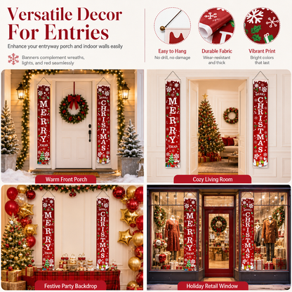 🎅Ready for Christmas!💖Christmas and Halloween Door Couplet Banners Oxford Cloth Hanging Flags Door Curtain 30x180cm