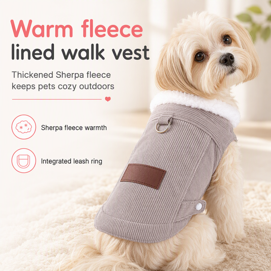 ❄️ Warm Lamb Fleece Pet Vest – Thick Lined, Built-in Leash Ring for Dogs & Cats ✨