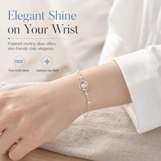🪐✨ 925 Silver Planet & Star Necklace – Elegant Celestial Jewelry for You & Your Best Friend 🌟
