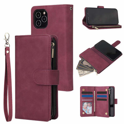 🧲 Magnetic Phone Wallet Case: Detachable, Card Slots, Zip Pocket, Kickstand, Wrist Strap