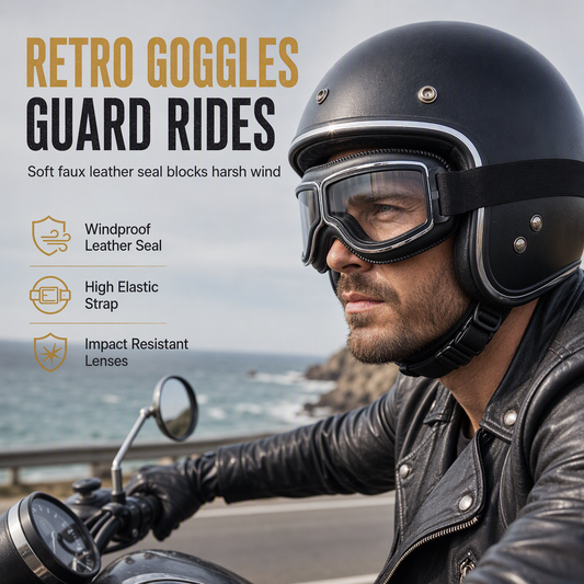 💥Retro Motorcycle Goggles – Windproof, Shatterproof Lens, Vintage Style 🕶️