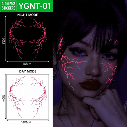 ✨ Halloween Luminous Face Tattoo Stickers – Glow In Dark, Waterproof, Easy Apply 🎃