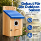 🐦 Weatherproof Wooden Outdoor Bird House – Natural Timber & Sky Blue Roof 🏡✨