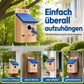🐦 Weatherproof Wooden Outdoor Bird House – Natural Timber & Sky Blue Roof 🏡✨
