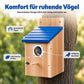 🐦 Weatherproof Wooden Outdoor Bird House – Natural Timber & Sky Blue Roof 🏡✨