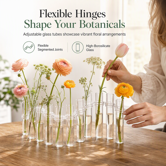 ⏰ Clear Glass Test Tube Vase Set – Minimalist Style & Floral Charm 🧪💐