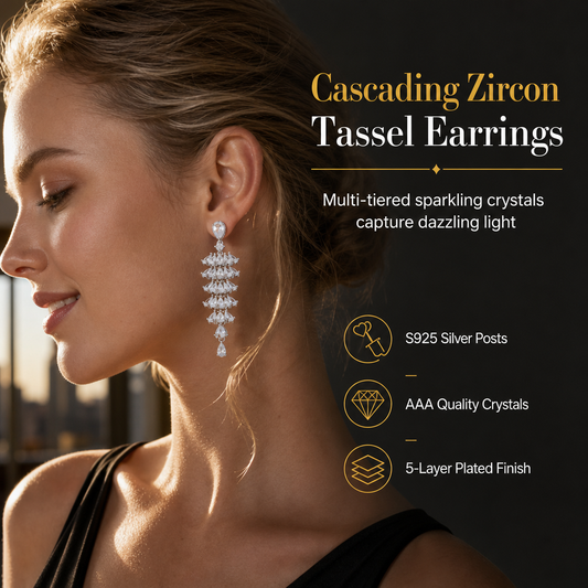 ⏰ Micro Pave Zircon Fan-Shaped Skirt Earrings – Elegant & Sparkling ✨🩵👂