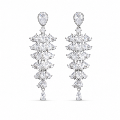 ⏰ Micro Pave Zircon Fan-Shaped Skirt Earrings – Elegant & Sparkling ✨🩵👂