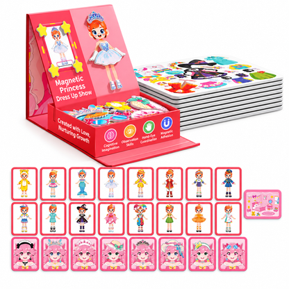 ⏰✨ Kids 3D Magnetic Princess Dress-Up Set — 👑129 Pieces & 25 Outfits 🎀
