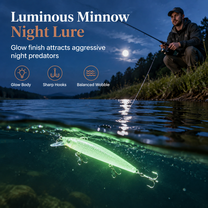 🎣 Luminous Minnow Hard Bait – 7cm Night Fishing Lure 🌙✨