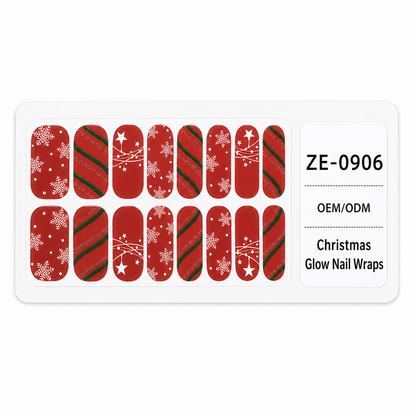 ✨ Christmas Glitter Nail Wraps – Waterproof, luminous & nail file included ✨