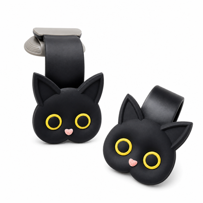 ⏰Car Headrest Hook: Cat Design, Heavy-Duty Bag Hanger, Universal Fit, No Tools