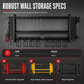 🛠️ Heavy-Duty Wall-Mounted Tool Rack: Steel, Side Pegboards, Vented Mesh, Red