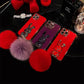 Red Creative Rabbit Bracket Hairball Case Cover Suitable For iPhone (50 % RABATT)