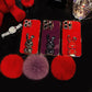 Red Creative Rabbit Bracket Hairball Case Cover Suitable For iPhone (50 % RABATT)